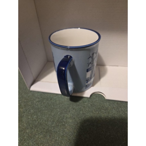 Vtg Blue Winter Barn Scene Horse Coffee Tea Mug Cup Made In Japan - Picture 4 of 6